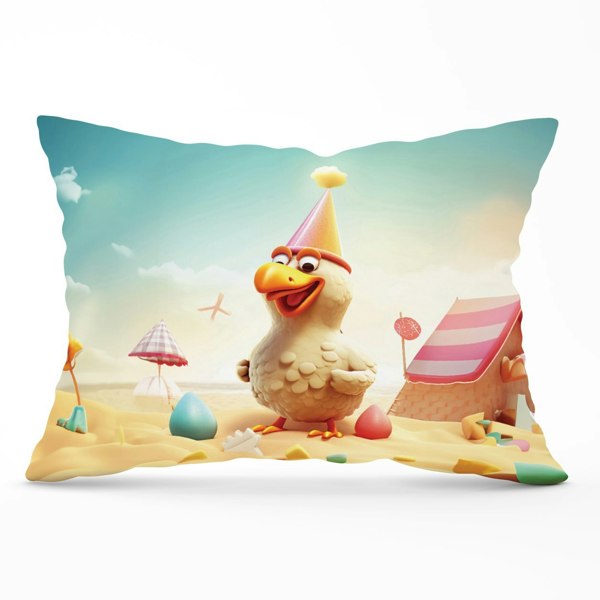 Warren Reed Funky Chicken On A Beach Holiday Cushions