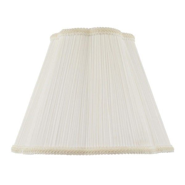 White Victorian Pleated Faux Silk Lamp Shade with Embroidered Trims Image 1