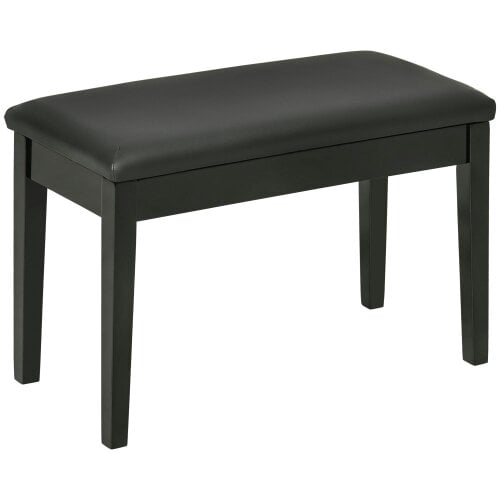 Wyld Haus Ziyo Faux Leather Black Piano Bench With Padded Seat And Storage Compartment