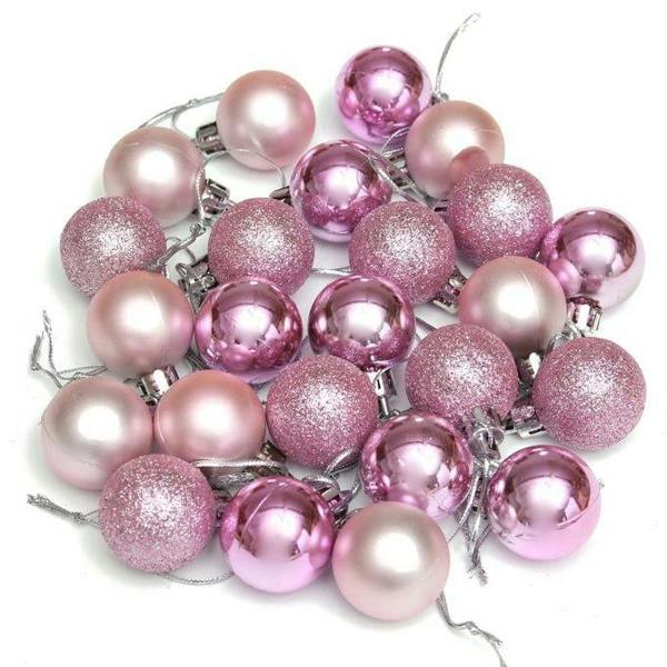 Pale Pink Shatterproof Christmas Baubles in 12 Pack and 24 Pack Options with Mixed Finishes image 6
