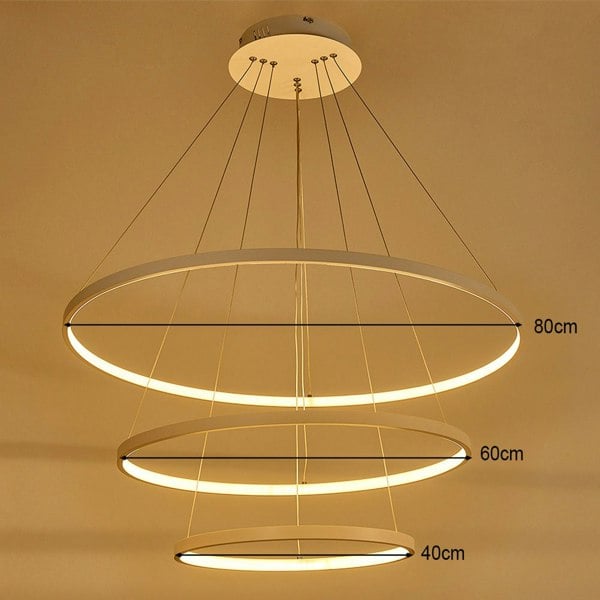 Modern Led Pendant 3 Acrylic Ring Chandelier Pendant Living and Home Dimmable Warm Glow