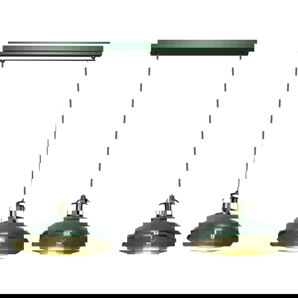 Milagro Felix Green Double Pendant Lamp 2XE27 The Hand Made High Quality Fittings 29CM Shades Rugged Industrial Look