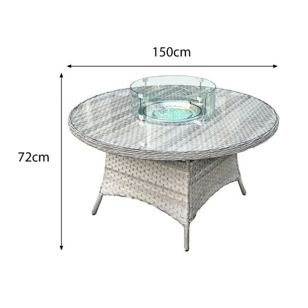 Oseasons Knightsbridge XL Rattan 6 Seat Firepit Dining Set in Dove Grey