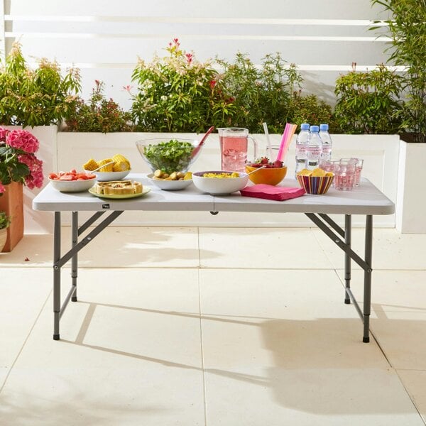 Neo White Folding Picnic Table Portable 4FT Extendable Height