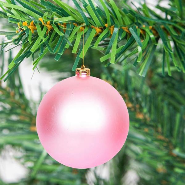 Shatchi 15cm 3 Pack Pale Pink Shatterproof Christmas Baubles for Tree, Garland and Home Decor