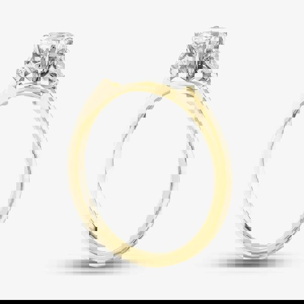 T. H. Baker 18ct Yellow Gold Certified 0.96ct Oval & Pear Cut Diamond Shoulder Set Solitaire Ring RN11088