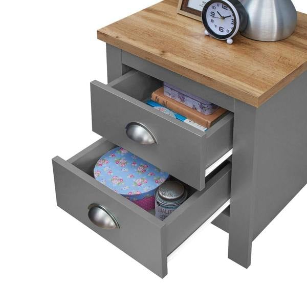 Timber Art Design Lisbon 2 Drawer Bedside Cabinet Bedroom Furniture Nightstand Table