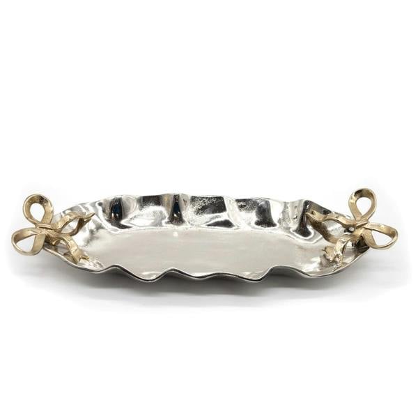 Gold Bow Handled Oval Tray
