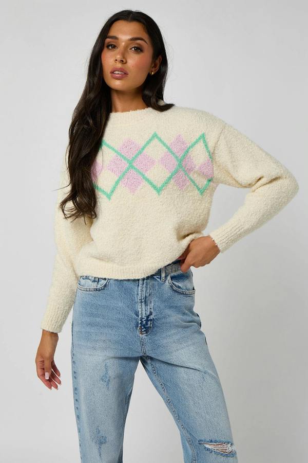 Urban Bliss Bouclé argyle jumper