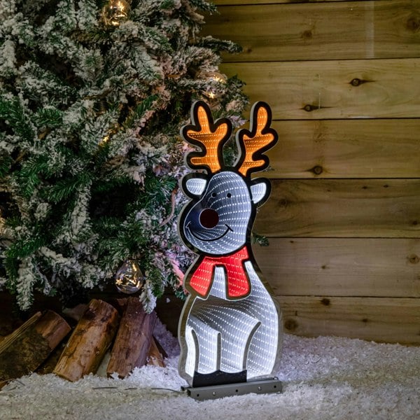 Samuel Alexander 60cm Infinity Standing Christmas Reindeer with Metal Base, White and Red LEDs