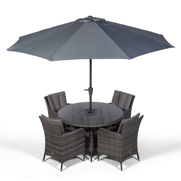 Giardino Savannah Round 4 Seater Patio Dining Set with Ice Bucket Drinks Cooler