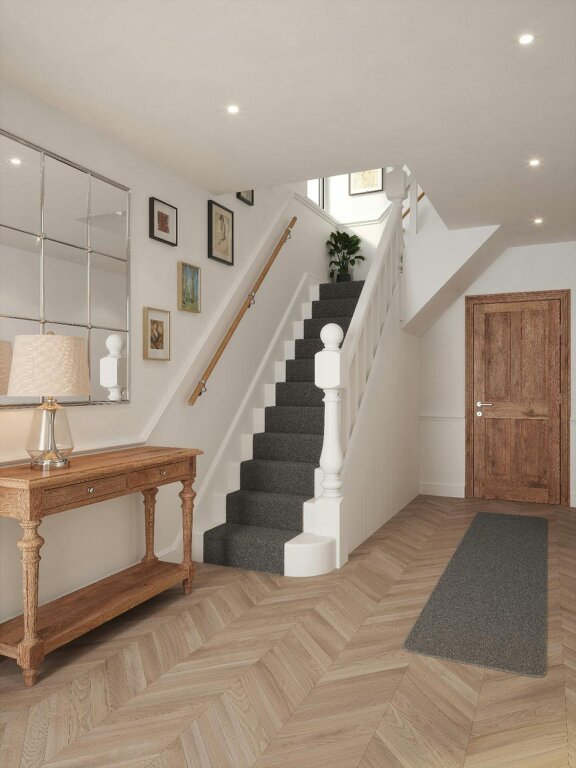 Handrails Direct Stoneleigh Red Oak Straight Flight Handrail - Stoneleigh Red Oak - Radway Chrome