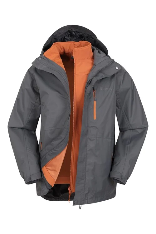 Mountain Warehouse Mens Bracken Extreme 3 in 1 Waterproof Jacket - Dark Grey