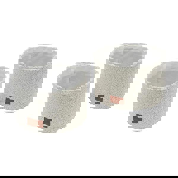 JVL Shiro Boucle Round Fabric Storage Baskets for Home Organisation, Set of 2, White