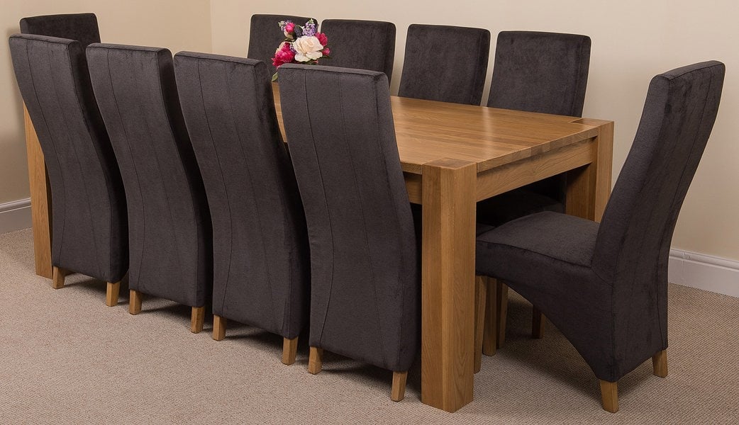 That's Furniture Kuba Extra Large Oak Dining Table with Lola Fabric Chairs