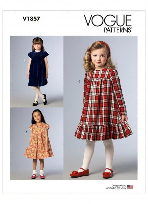 Vogue Sewing Pattern 1857, Dresses for Kids, CDD (2-3-4-5) - Easy