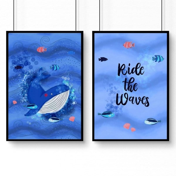 Ocean artwork | set of 2 wall art for Nursery