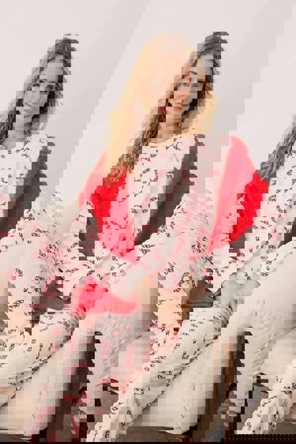 WOVCOR 2-Piece 100% Cotton Christmas Themed Knit Pajama Set