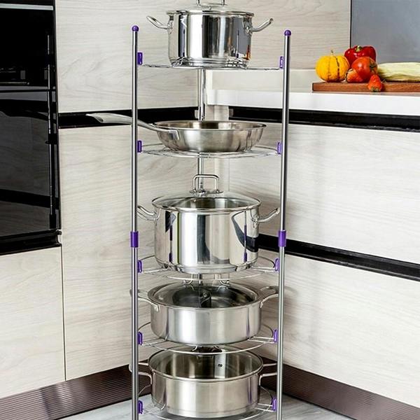 HYGRAD BUILT TO SURVIVE 5 Tier Kitchen Pots & Pans Storage Rack Large Pots & Pans Corner Rack Holder