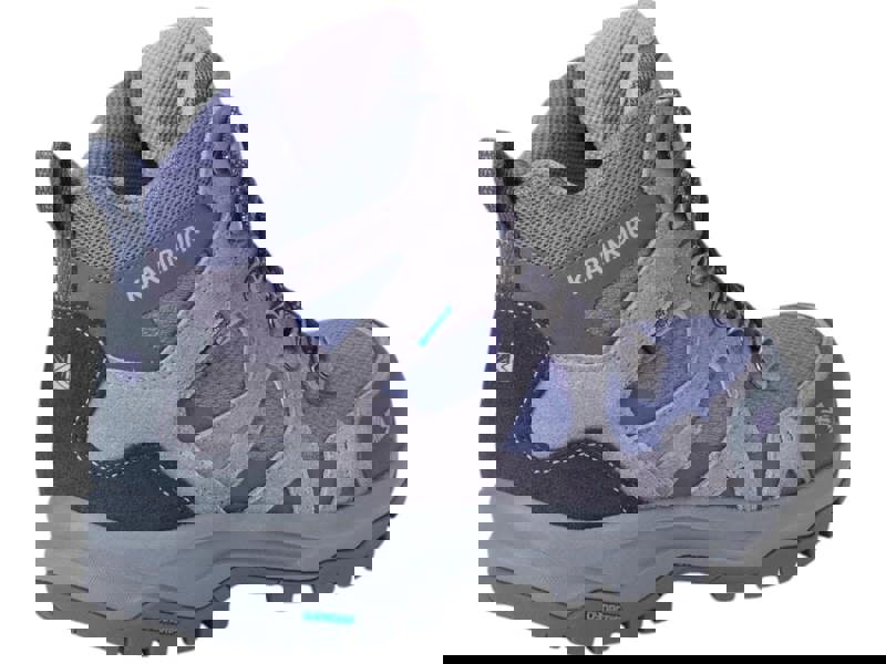 Karrimor Bodmin Mid 6 Womens Walking Hiking Trekking Boots, purple and gray outdoor footwear with rugged sole and supportive ankle design.