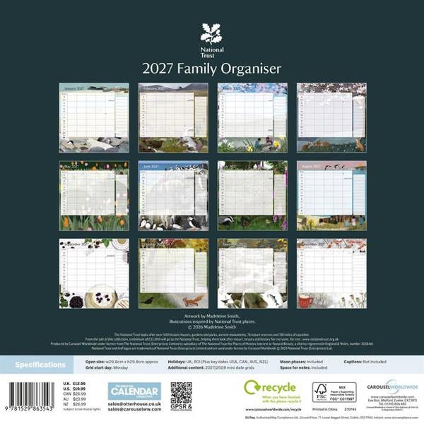 National Trust Family Organiser 2027, Family Planners, Week To View, Lifestyle, Gift