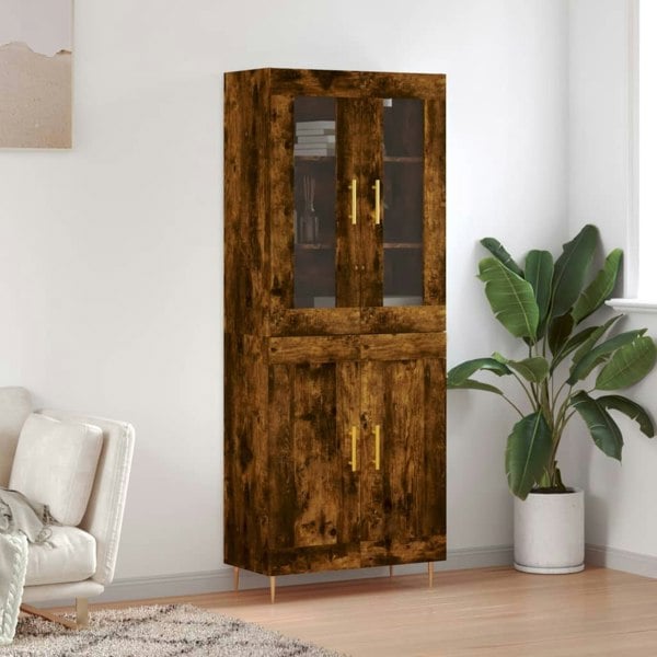 Berkfield Highboard Smoked Oak 69.5x34x180 cm Engineered Wood