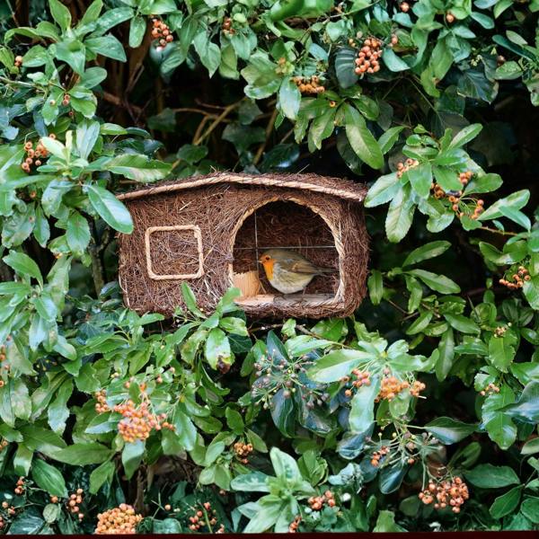 smartbies Cabin Bird Nester Wooden Hanging Nest Box for Garden Birds