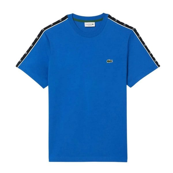 Lacoste Mens Logo Cotton Jersey Stripes T-Shirt - Blue