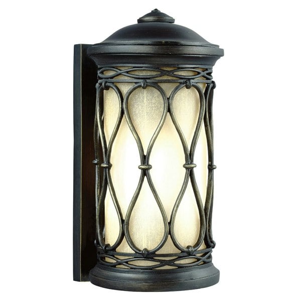 Outdoor IP44 Wall Light Sconce Aged Bronze LED E27 75W Bulb Outside External Loops