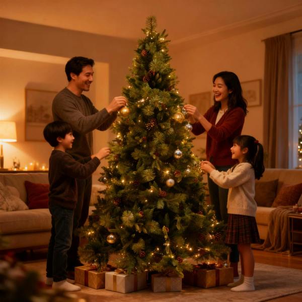 6ft to 8ft Californian Artificial Christmas Tree with Bushy Forest Green Look image 9