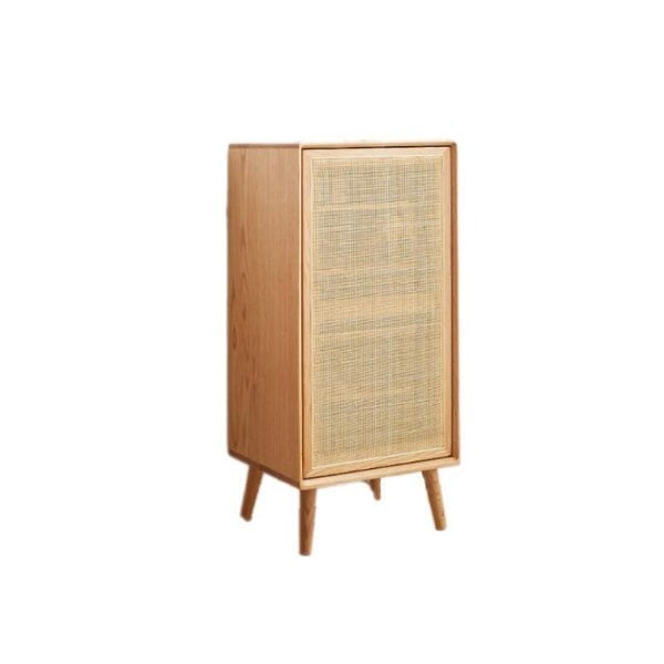 Detail view of Amigo Cane Rattan Shoe Storage, Oak with b and m shoe storage