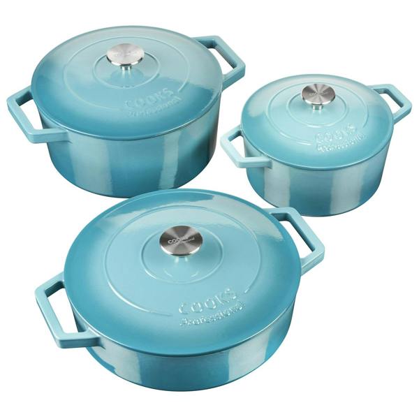 Cooks Professional Set of 5 Cast Iron | Teal