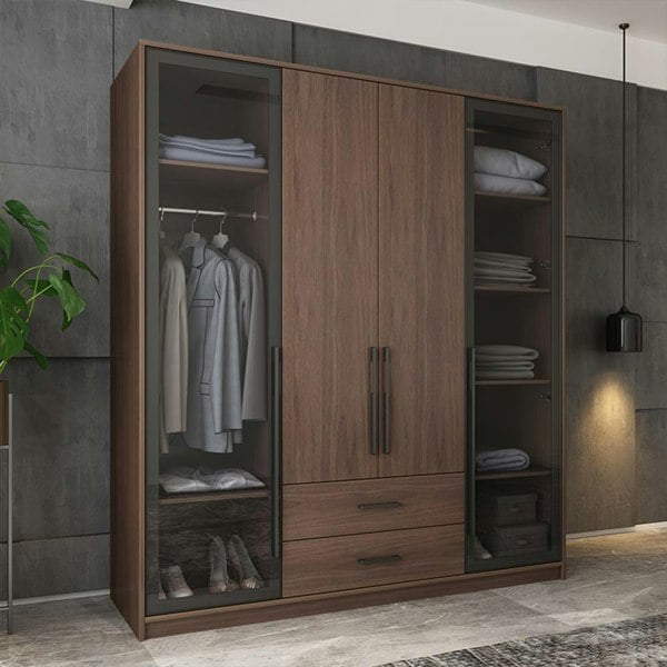 Sanders Wardrobe, Wooden & Black-Weilai Concept-Weilai Concept