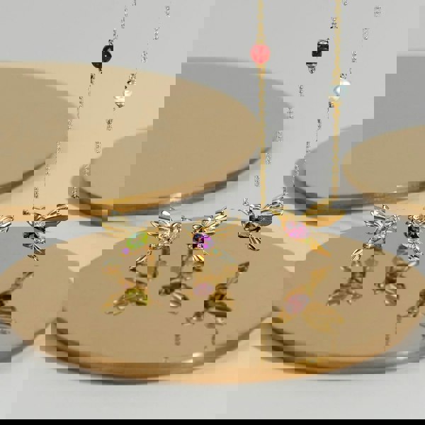 Gemondo ECFEW™ Creator Mismatched Peridot & Rhodolite Hummingbird Stud Earrings in Gold Plated Sterling Silver