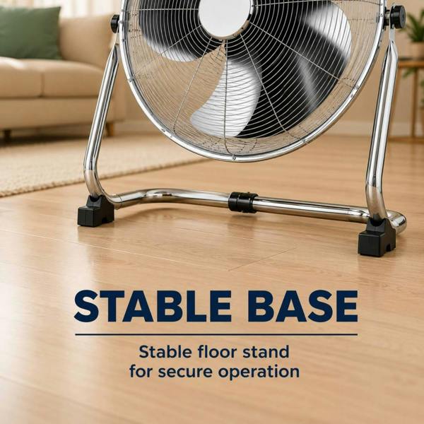 Dyzi 20 Inch Metal Floor Fan High Velocity Adjustable Tilt Chrome