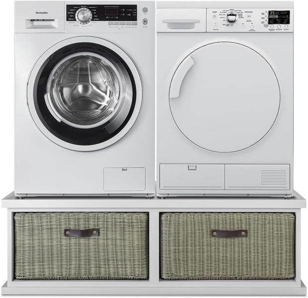 Statement Furniture Tetbury Washing Machine and Dryer Stand, Double Appliance Pedestal with Storage