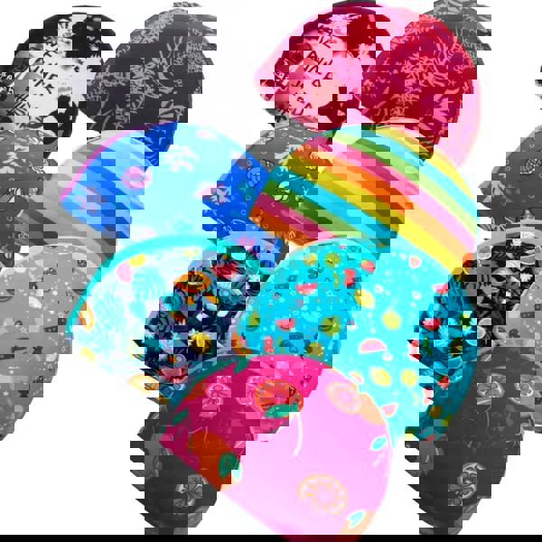 Fashy Junior Lycra Swim Cap with vibrant fruit floral patterns in assorted colors