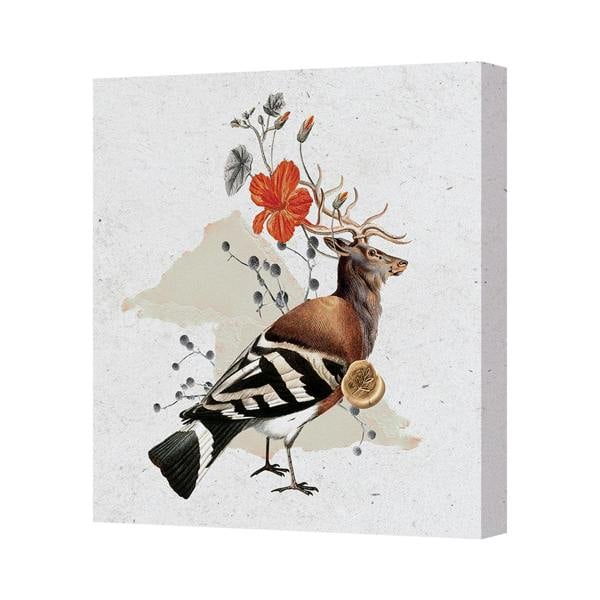 Benjamin Tate Design Deer And Floral Canvas Wall Art Print Hand Stretched In UK