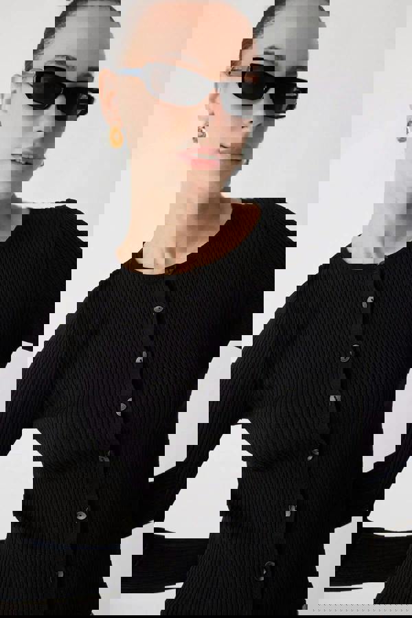 WOVCOR Mercerized Look Ribbed Knit Cardigan