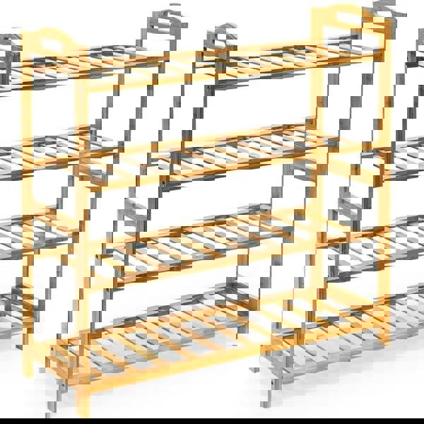 MANTRARAJ 4-Tier Bamboo Shoe Rack Storage Shelf Wooden Storage Shelves Plants Shoe Storage Organizer