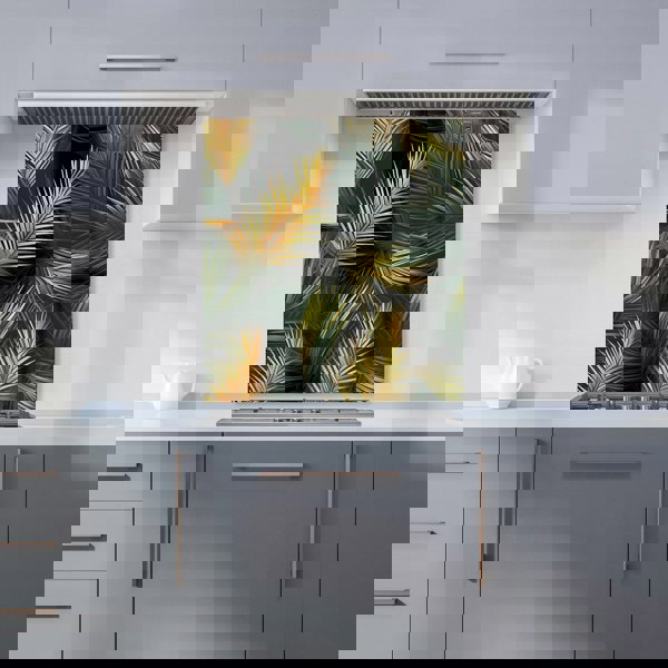 Warren Reed - Designer Golden Palm Leaves Kitchen Splashback