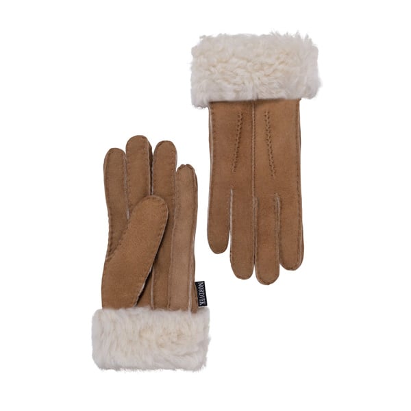 Nordvek Womens Sheepskin Gloves With Fur Cuff