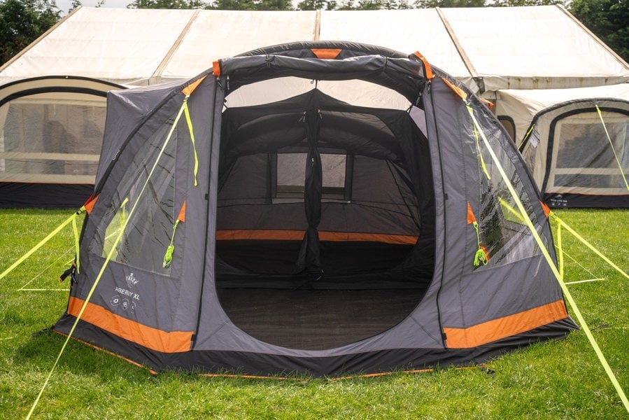 The Abberley Xl Breeze® 4 Berth Inflatable Tent from OLPRO pitched on a campsite.