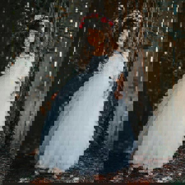 Girl in Bohemian Flutter Dress - Ice White