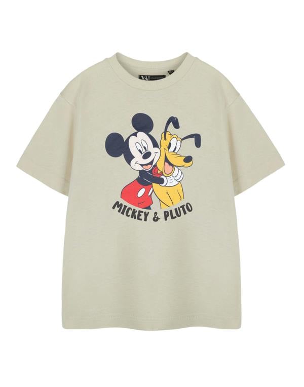 Disney Boys Beige Mickey & Pluto Short Sleeved T-Shirt