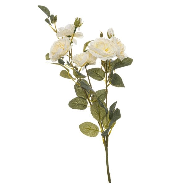 Hill Interiors Cottage Rose Artificial Flower - Soft White/Green