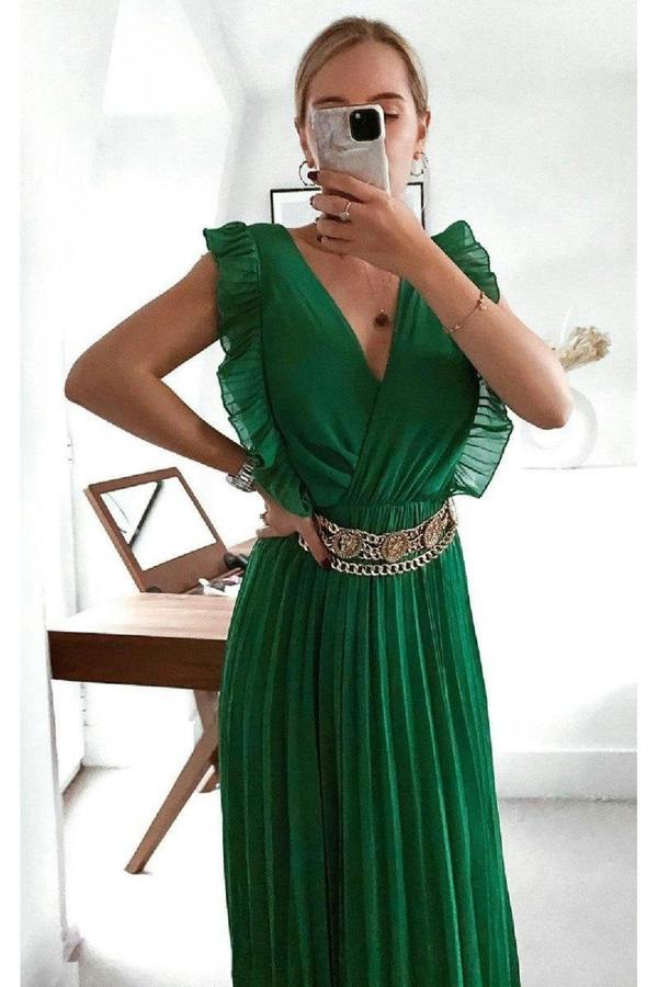 Bryanna Pleated Maxi Dress - Green