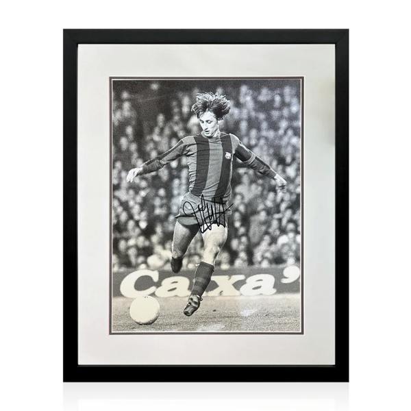 Johan Cruyff Signed FC Barcelona Photo Deluxe Mount Frame (AFTAL Authentication)