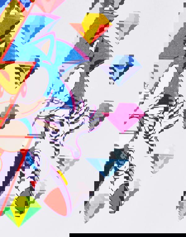 Sonic the Hedgehog Mens White Super Sonic Diamonds Short Sleeved T-Shirt