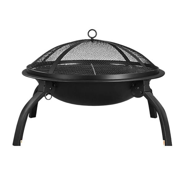 Groundlevel Round Foldable Fire Pit with Cooking Grill